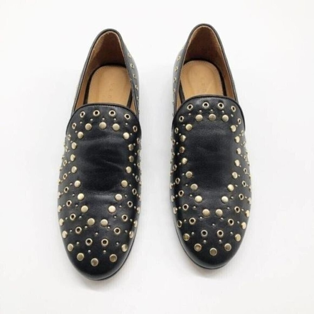 SANDRO Bary Black Leather Studded Loafers  - Picture 3 of 12